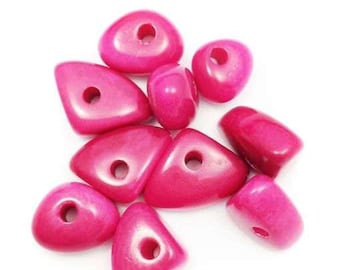 Tagua triangles pink 10 pieces 8 mm square Tagua nut beads irregular pink natural beads