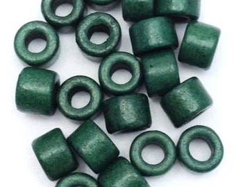 ceramic beads ceramic cylinder dark green 6 mm 20 pieces ceramic beads greek beads ceramic mykonos beads small beads green tube beads