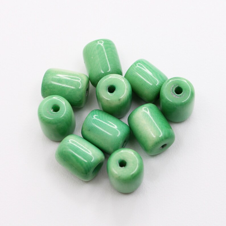 Tagua cylinder aqua 8 mm 10 pieces tagua beads natural beads 8 mm beads tube beads image 2