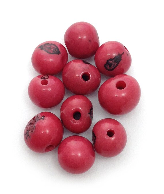 Tagua Linsen weinrot 8mm 10 Stück Taguaperlen runde flache Perlen spacer