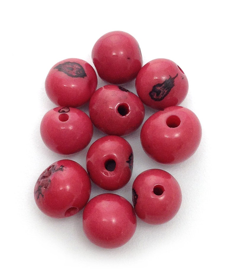 seed beads acai beads Azai beads hot pink acai beads pink fuchsia 10 pieces seed beads acai seed 5 mm seeds natural pearls