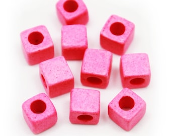 Cube beads ceramic cube 5 mm light pink 10 pieces ceramic bead pink beads 5 mm beads ceramic cubes