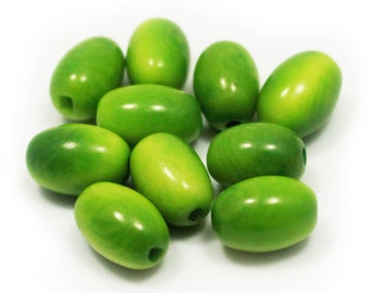 tagua beads Tagua olive light green 9-11 mm 10 pieces Tagua beads light green beads 9 mm oval beads spacer spacer vegetable ivory