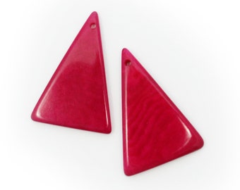 tagua pendant triangles pendant pink 27 mm 2 piece Tagua pendant for earrings triangular pendant angular disc fuchsia square pendant