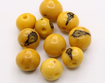 acai beads azai beads yellow 8 mm 10 pieces seed beads acai seeds yellow natural beads round beads spacer beads rainforest beads