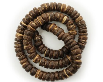 Coconut beads 7 mm natural brown Pukalit 1 strand coconut slices round natural beads round coco spacer beads washer coin beads