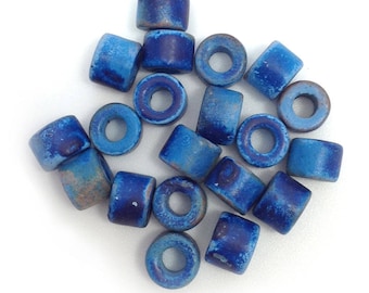 ceramic beads ceramic cylinder blue spotted 6 mm 20pcs ceramic beads round beads blue tubes greek beads 6 mm mykonos small beads spacer