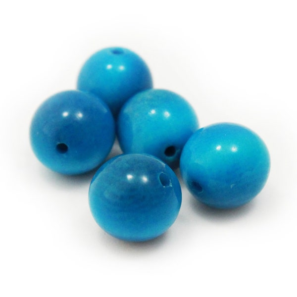 Perles de tagua turquoise 9 mm 5 pièces perles rondes perles de tagua