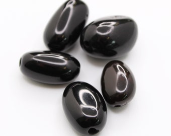 Visola natural beads black 17 mm 5 pieces long black oval seed beads for bracelets natural jewelry