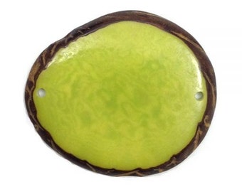 Tagua disc medium thick lemon two holes 35-48 mm 1 piece large connector statement Tagua pendant thin round disc exotic natural pearl