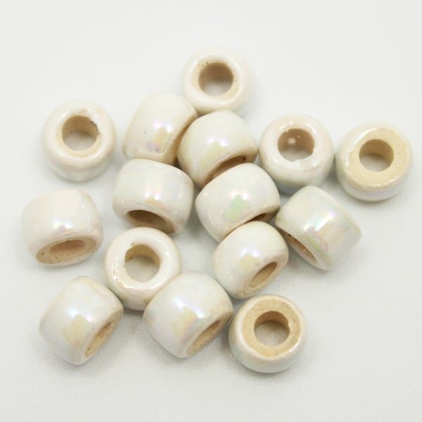 ceramic tubes Keramik Zylinder weiß 6mm 15 Stück Emaille glänzend Keramikperlen white enamel beads enamel ceramic beads 6mm tube beads