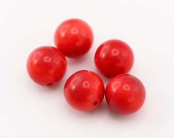 Tagua beads red 9 mm 5 pieces round spacer beads red natural beads from Ecuador natural beads