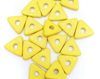 Ceramic triangles yellow 10 mm 20 pieces square washers 10 mm ceramic discs triangular yellow beads ceramic washer beads