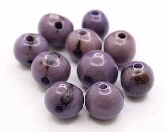 acai beads azai beads blue purple 8 mm 10 pieces, seed beads, natural seeds, rainforest beads, natural beads, purple acai