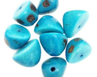 Tagua olives light blue 15 mm 5 pieces tagua beads light blue beads tagua beads 15 mm oval beads natural beads big spacer beads light blue b