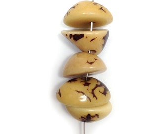 Tagua Spitze beige 18-25mm 5 Stück Taguaperlen tagua natural beads flying saucer beads