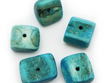 Bone beads turquoise 15 mm 5 pieces square beads curved with holes in the middle bone beads square beads turquoise bead 15 mm beads eco friendly beads