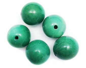 Tagua beads aqua 9 mm 5 pieces round beads shamballa beads