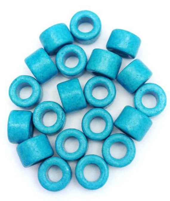20 beads with  2mm hole blue aqua tone small spacer matte opaque 7asggs-1057 greek ceramic 7mm dia round turquoise  ceramic beads
