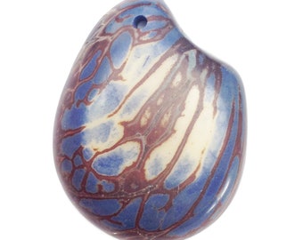 Tagua disc, light blue, 40 mm, 1 piece, pendant, stain pattern, tagua pendant