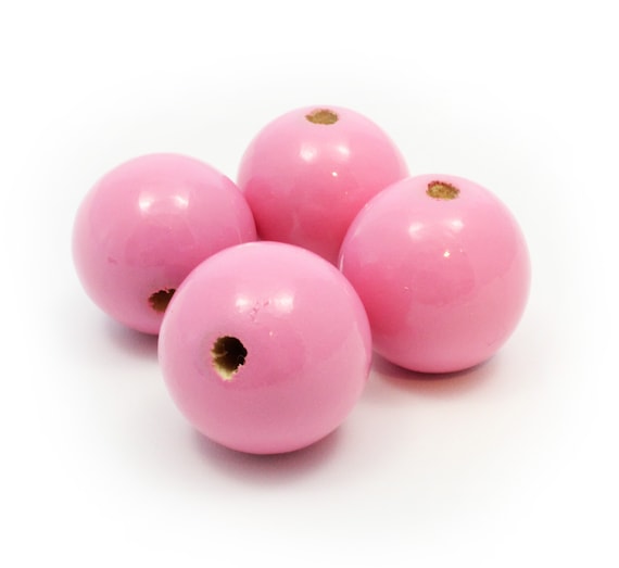 Wooden Beads Wooden Beads 25 Mm Pink 4 Pieces Large Wooden Balls High Gloss Large  Wooden Beads 25 Mm Beads 25 Mm Pink Beads Big Wood Beads 