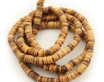 Coconut beads tiger 5 mm Heishi 1 strand 150 pieces tiger coconut discs brown washers spacer beads heishi coco beads