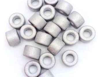 ceramic beads ceramic cylinder light grey metallic 6 mm 20pcs ceramic beads greek beads mykonos beads 6 mm tube beads silver beads metallic