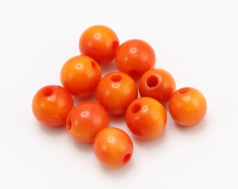 Tagua beads orange 5 mm 10 pieces, round 5 mm spacer beads small natural beads spacers for bracelets exotic beads from the rainforest