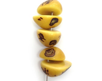 Tagua Spitze gelb 18-25mm 5 Stück Taguaperlen tagua beads natural beads chunky beads