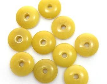 washer beads 8 mm Tagua lenses yellow 10 pieces tagua beads lense beads tagua beads natural beads yellow tagua beads 8 mm beads spacer beads