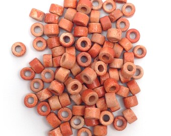 ceramic beads ceramic cylinder terracotta spotted 6 mm ceramic beads greek beads tube beads mykonos orange tube beads pattern