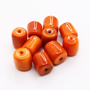 Tagua cylinder orange 8 mm 10 pieces Tagua beads natural beads image 2