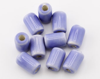 Ceramic tubes light blue enamel 10 mm 10 pieces ceramic beads long beads tube beads 10 mm beads blue beads Greek beads