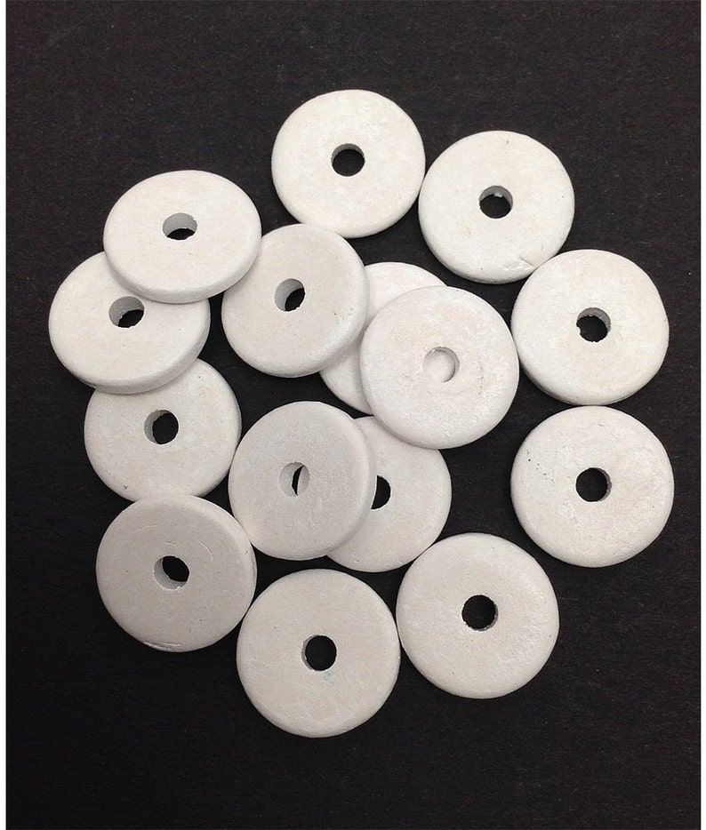 Washer beads ceramic discs round white 13 mm 15pcs ceramic Etsy