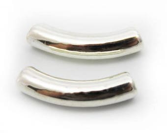 ceramic tubes ceramic tubesilver 28 mm 2 pieces curved silver ceramic tubes tube beads silver greek beads long beads shiny bent tubes