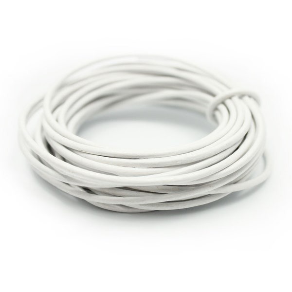 Bracelet en cuir blanc 2 mm 5 m rond bracelet en cuir 2 mm cordon blanc blanc leather cord for bracelets 2 mm blanc leather string