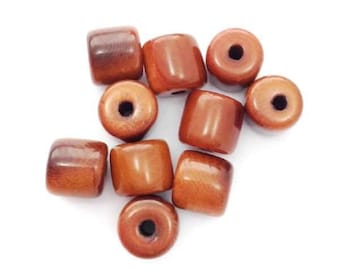 Tagua cylinder brown 8 mm 10 pieces tagua beads brown tagua tube beads small round brown natural beads 8 mm beads