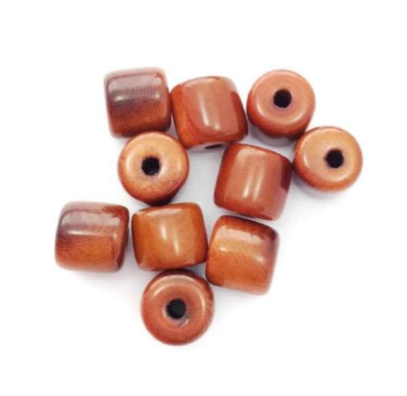 Tagua cylinder brown 8 mm 10 pieces tagua beads brown tagua tube beads small round brown natural beads 8 mm beads image 1