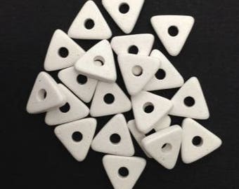 Ceramic triangles white 10 mm 20 pieces triangular white ceramic beads 10 mm square washers square ceramic spacer beads