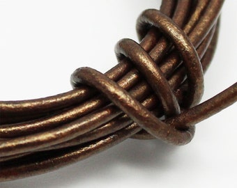 Leather Cord 2 mm 5 m strap Brown metallic round leather strap brown leather Cord 2 mm jewelry cord brown metallic cord bracelet cord