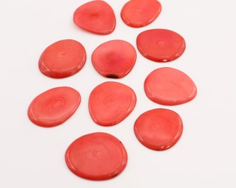 Tagua nut slices salmon pink 24 mm 10 pieces for gluing earrings beads for jewelry making