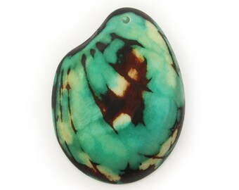 Tagua slice aqua 40 mm 1 piece pendant stain pattern Tagua pendant tagua slice big slice pendant Tagua pendant aquamarine pendant stained