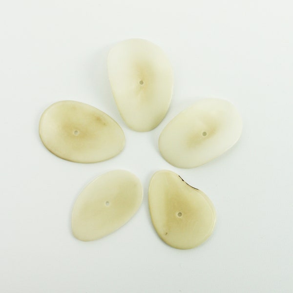 Tagua chips grandi bianco naturale 38 mm 5 pezzi foro centrale dischi ovali sottili perline irregolari perline naturali giganti che attirano l'attenzione pezzo centrale