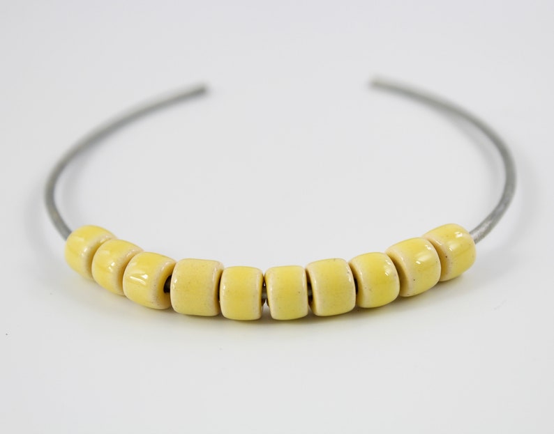 Ceramic cylinder yellow enamel 8 mm 10 pieces shiny ceramic beads ceramic beads image 3