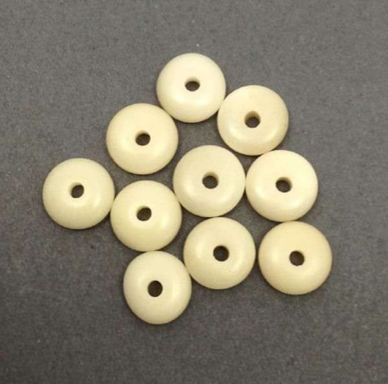 Tagua lentils natural 8 mm Tagua beads washers white beads image 1