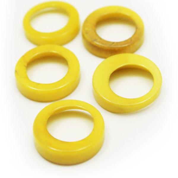 Tagua Ringe gelb 15mm 5 Stück breite Ring perlen lila Großlochperlen geschlossenes Zwischenstück Regenwald Schmuckzubehör donut beads