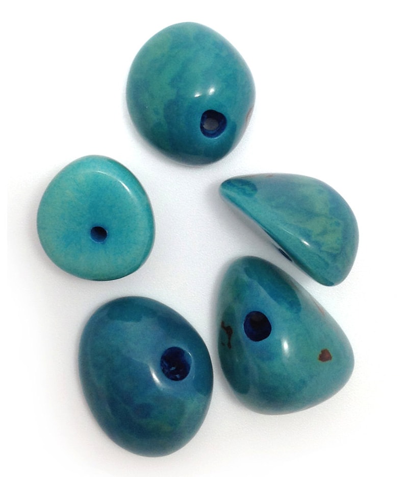 10 Tagua Flügel aqua 25-35mm 10 Stück Taguaperlen tagua beads tagua wings tagua