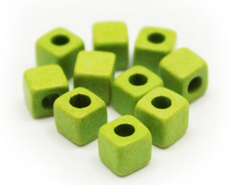 Cube beads ceramic cube 5 mm light green 10 pieces ceramic beads green beads 5 mm beads ceramic cubes