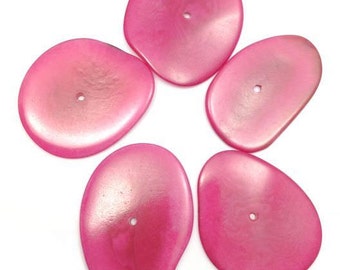 Taguachips large, pink, 38mm, 5 pieces, a hole with