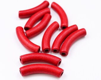 ceramic tubes ceramic tubes red 28 mm 10 pieces curved ceramic beads long bent ceramic tubes greek beads 28 mm red tubes for bracelets